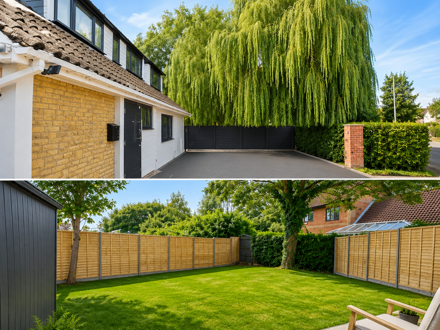 Private garden and gated driveway